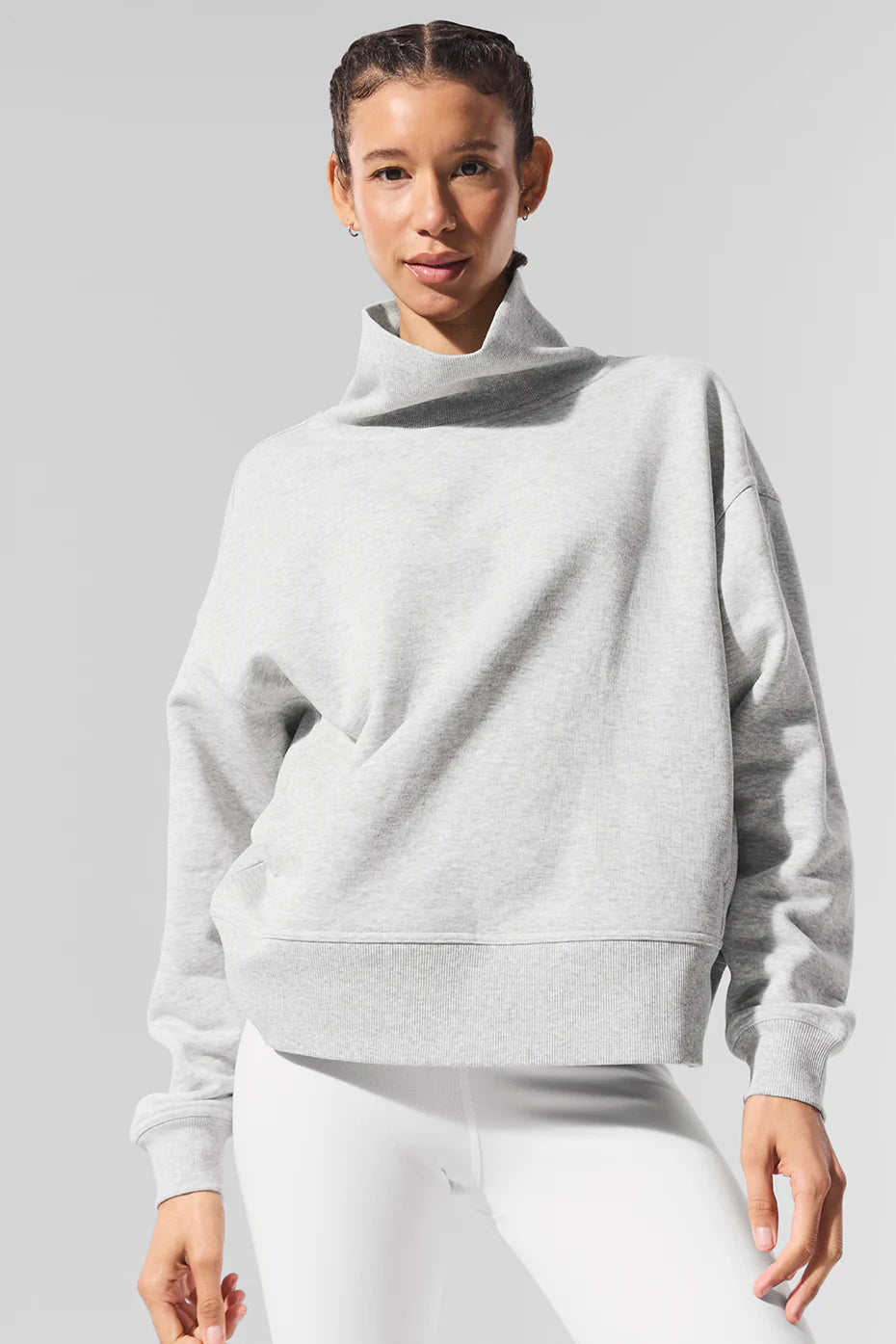 Hazy Mock Neck Pullover - Light Athletic Heather Grey