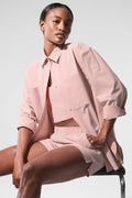Pinstripe Daylight Button Down Long Sleeve - Pink Quartz/Ivory
