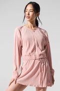 Cropped Micro Plisse Jacket - Pink Quartz