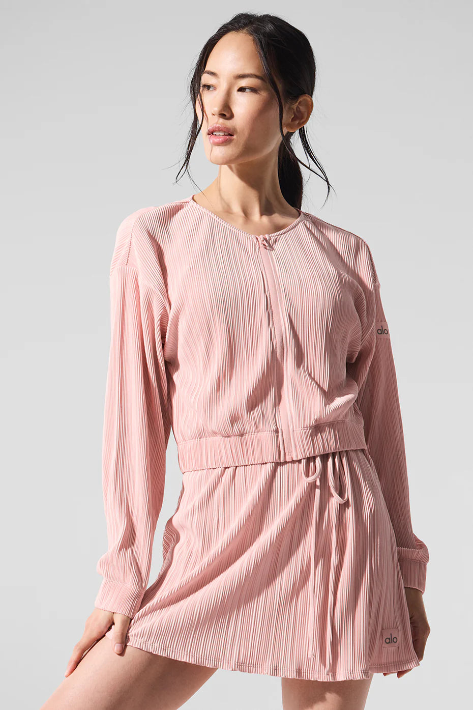 Cropped Micro Plisse Jacket - Pink Quartz