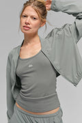 Cropped Breezy Full-Zip Cover Up - Lunar Grey