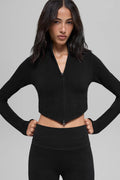 Seamless Two Tone Rib Jacket - Black