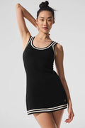 Tennis Club Sweater Knit Dress - Black/Ivory